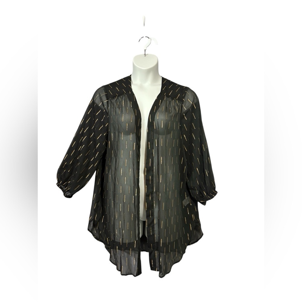 NWOT, Penningtons, Black Sheer Open Tunic Kimono, Plus Size X / 1X - Picture 3 of 10